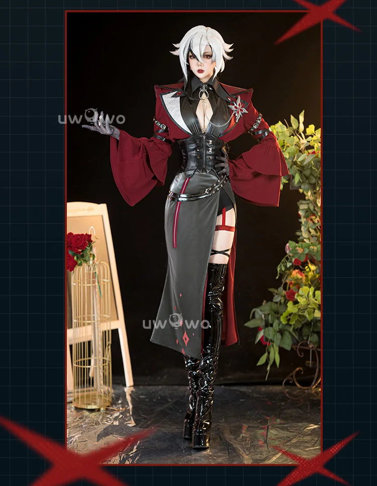 UWOWO Genshin Impact Arlecchino “The Knave” Cosplay Costume – Music Concert / Halloween Outfit
