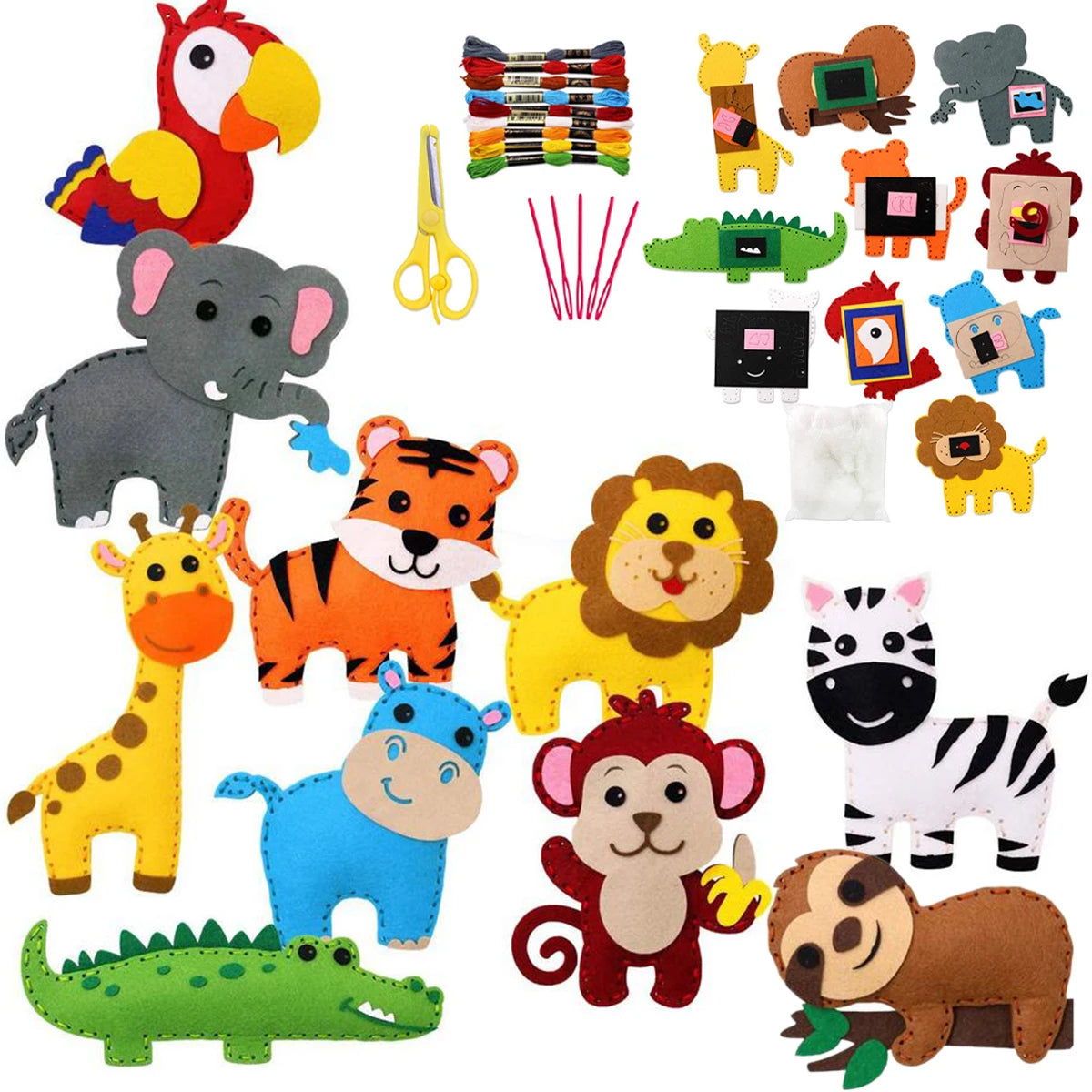 Kit de costura de animales del bosque para niños – Juego de manualidades de fieltro para principiantes, juguete educativo de costura, regalo de aprendizaje creativo y artístico para niñas