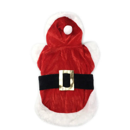 Santa Christmas Costume for Small Dogs & Cats – Winter Hooded Coat Jacket for Puppies, Chihuahua, Yorkie & Small Pets, Holiday Gift