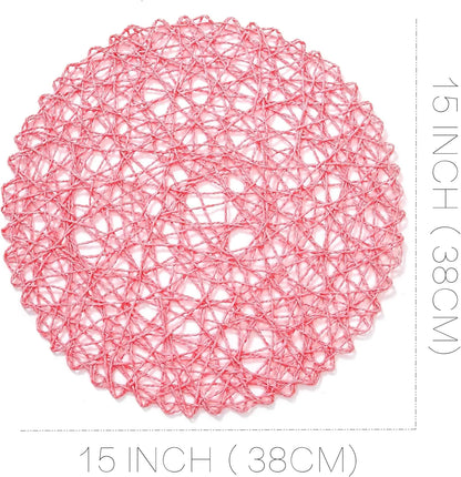 12–48PCS 15-Inch Round Paper Braided Placemats – Boho Woven Table Mats for Dining Table, Wedding, Party & Home Decor