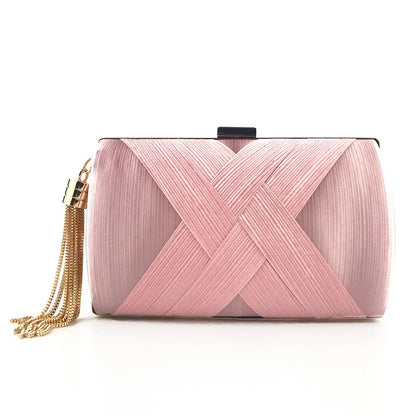 Women's Tassel Evening Clutch Bag with Chain Strap Elegant Wedding Party Shoulder Handbag