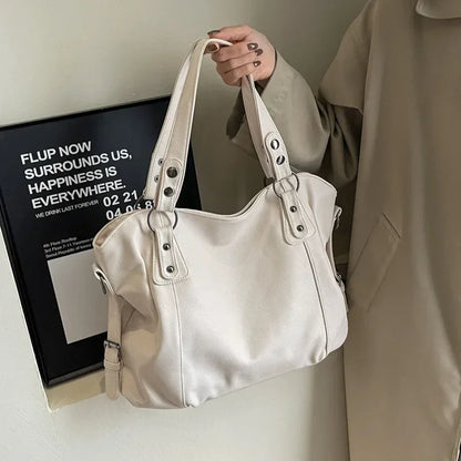 Women’s PU Leather Shoulder Bag – 2026 Fashion Handbag with Soft Interior Compartment, Contrast Color Design, Zipper Closure, Stylish Everyday Purse for Work, Travel & Casual Use