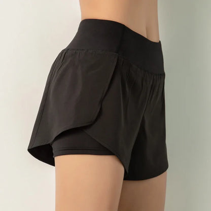 Women’s Sport Running Shorts Double Layer Yoga Gym Fitness Jogging Training Summer Short Pants