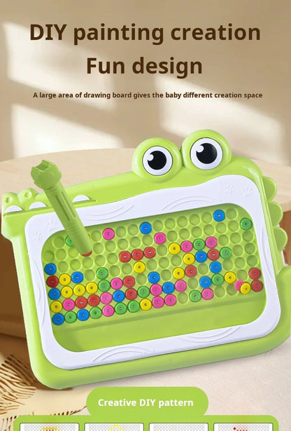 Pizarra magnética de cuentas para niños – Juguete educativo Montessori para garabatear con bolígrafo de rompecabezas, juego creativo de dibujo y aprendizaje para niños de 3 a 8 años, regalo STEM interactivo