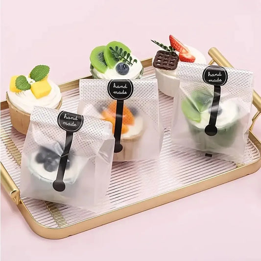 60 Bolsas de Galletas Esmeriladas con Lunares Negros – Bolsas de Embalaje de Regalo Rectangulares Autoadhesivas para Galletas, Dulces y Recuerdos de Fiesta