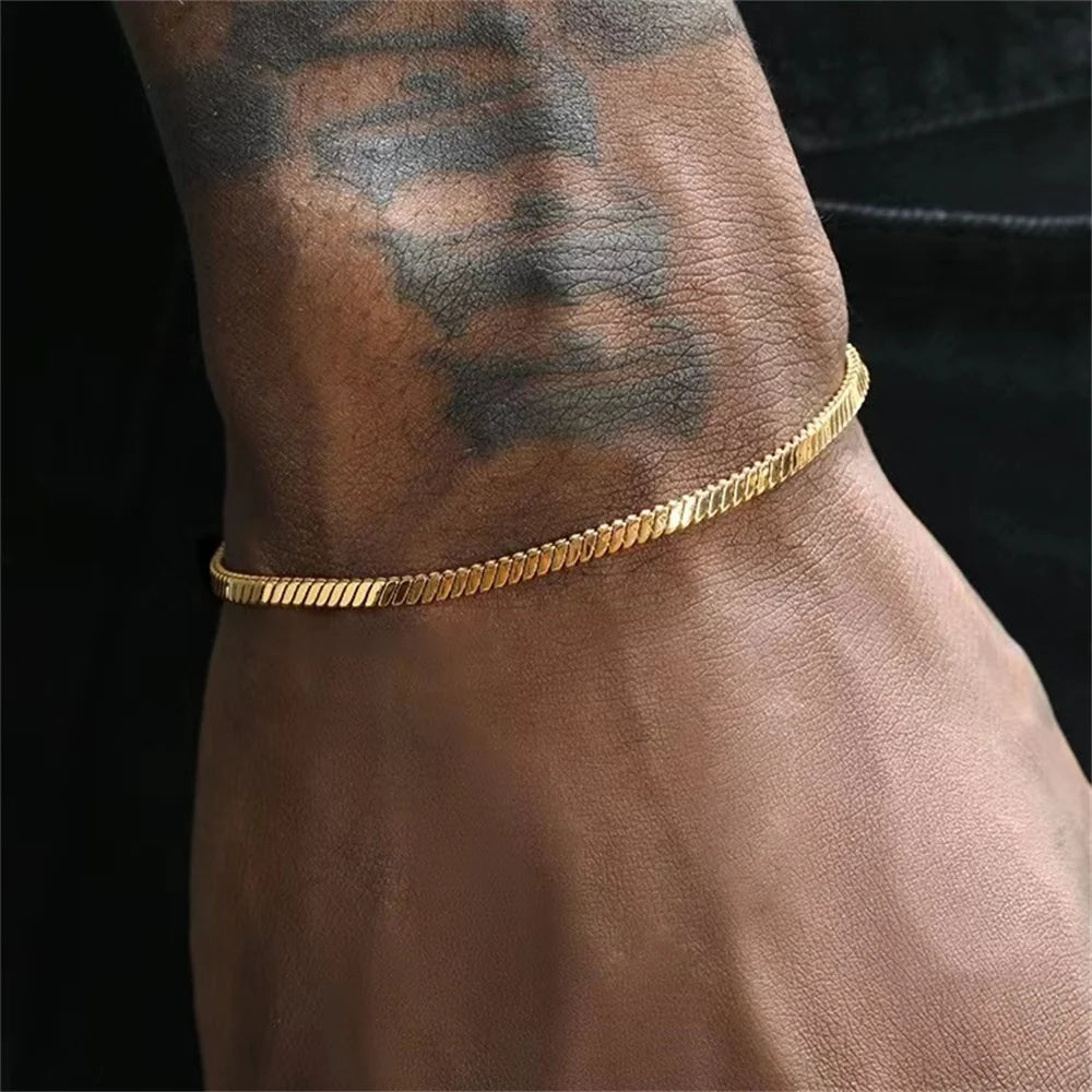 Hip Hop Stainless Steel Snake Chain Bracelet – Trendy Unisex Snake Bone Link Chain Bracelet for Men & Women | Party Jewelry