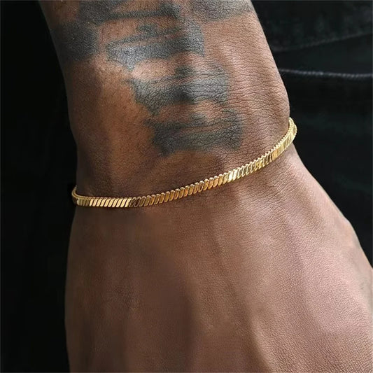 Pulsera de cadena de serpiente de acero inoxidable Hip Hop – Pulsera de cadena de eslabones de hueso de serpiente unisex de moda para hombres y mujeres | Joyería de fiesta