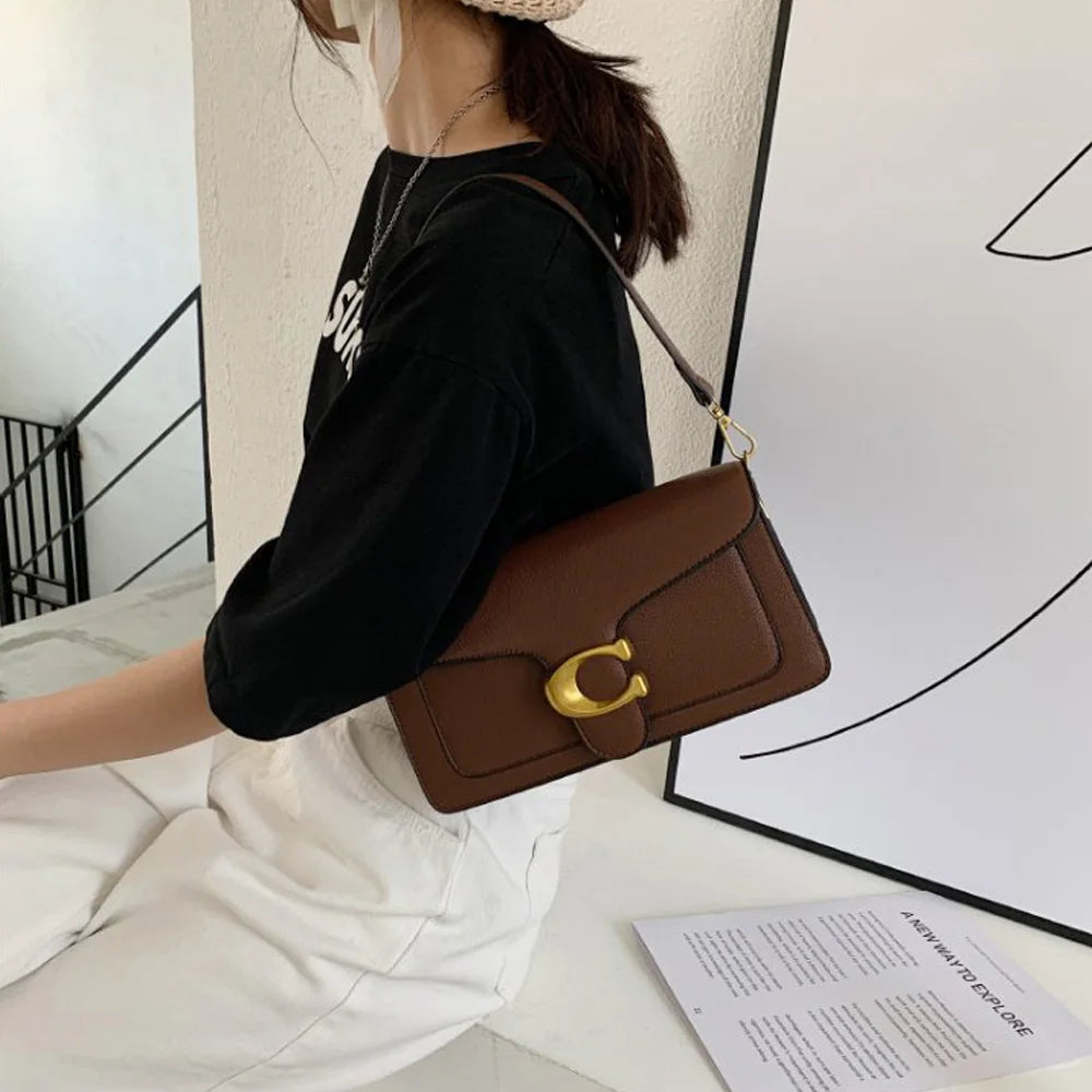 Double Strap Small Square Crossbody Bag for Women Stylish Underarm Shoulder Purse with Adjustable Strap