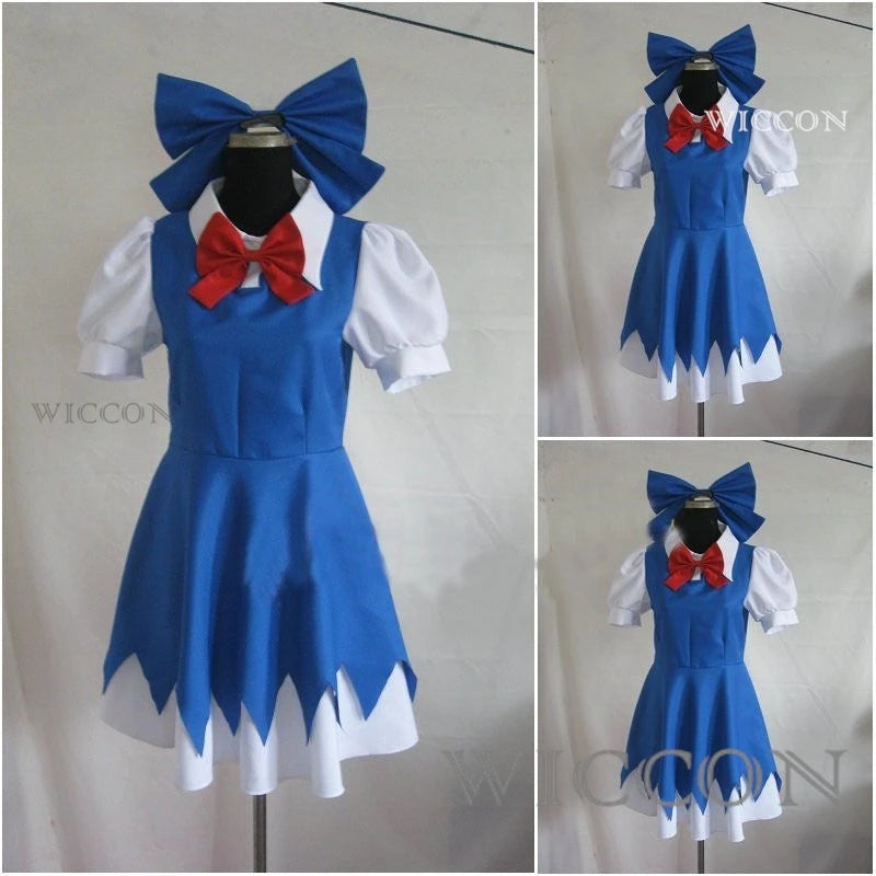 Touhou Project Cirno Cosplay Costume – The Embodiment of Scarlet Devil Outfit with Headwear