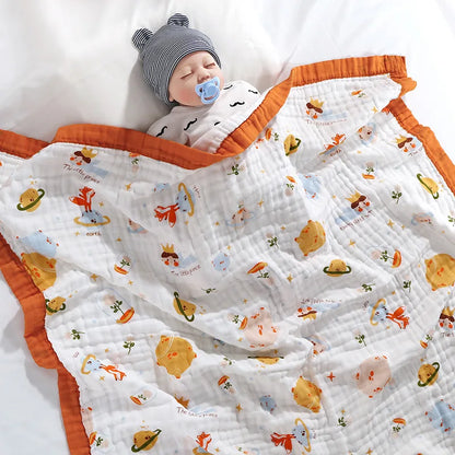 Manta de bebé de gasa 100% algodón de 6 capas – Suave, transpirable, arrullo para recién nacidos, envoltura para bebés y toalla de baño absorbente para bebés