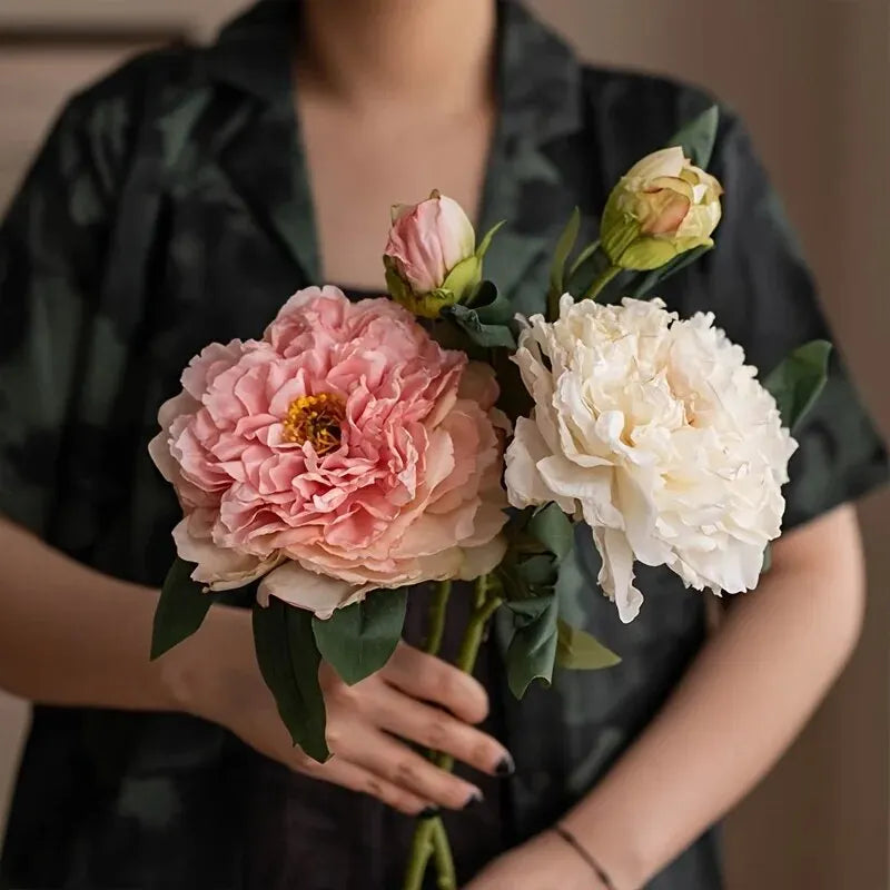 Bouquet de pivoines artificielles – Composition florale artificielle pour la décoration de la maison, du salon et de la table