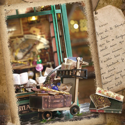 Kit DIY de casita de lectura de madera con luces LED – Artesanía en miniatura de inserción de estantería hecha a mano para decoración del hogar y regalos