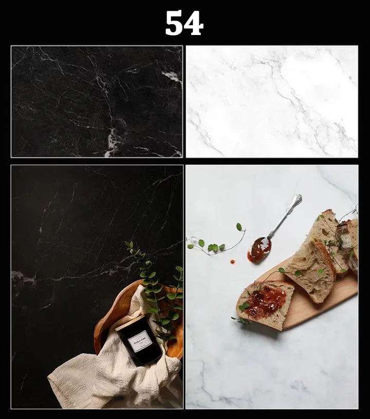 Double-Sided Wood Grain & Marble Photography Backdrop Board 57 × 87 cm – Waterproof Photo Background for Product Photography