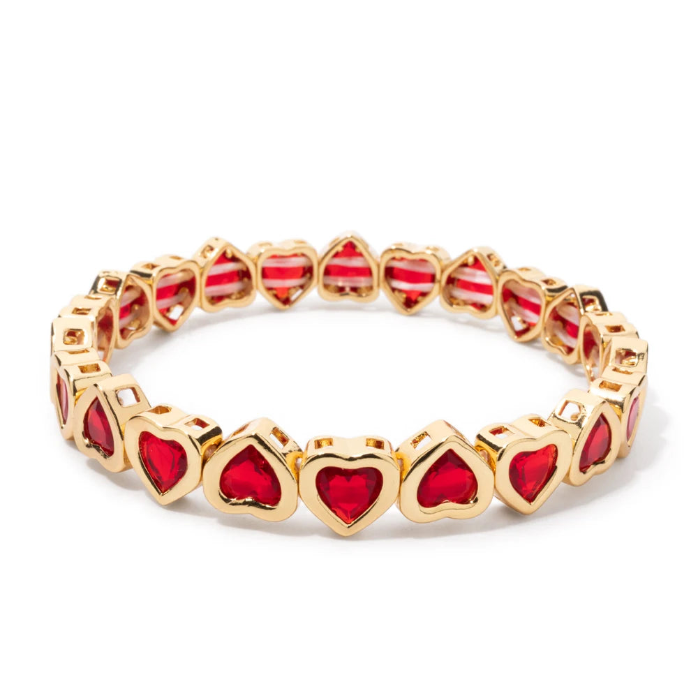 Brazalete de puño elástico para mujer 2024 Gold Love con diamantes de imitación color melocotón, joyería de moda