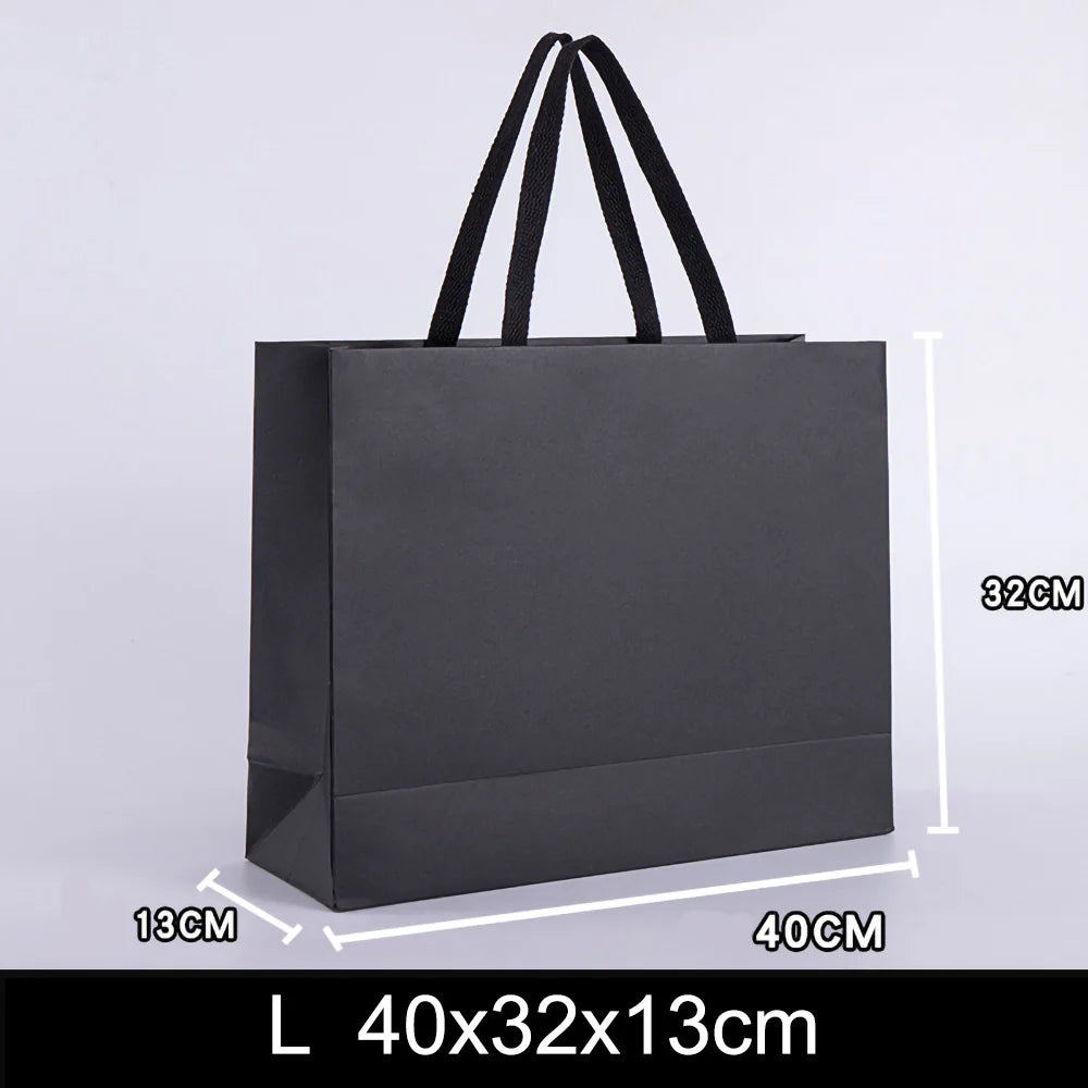 Premium Black Kraft Paper Gift Bag – Reusable Shopping & Gift Packaging for Weddings, Christmas, Parties, Cookies, Candy, Clothing & Special Occasions