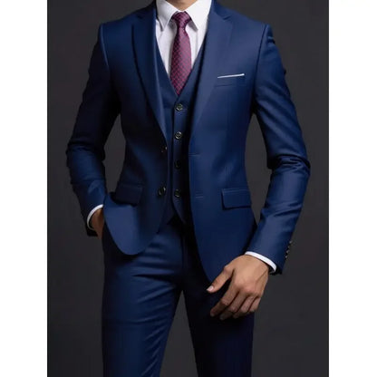 Conjunto de traje de 3 piezas para hombre – Blazer, chaleco y pantalón estilo británico, elegante traje formal de negocios o boda para hombre
