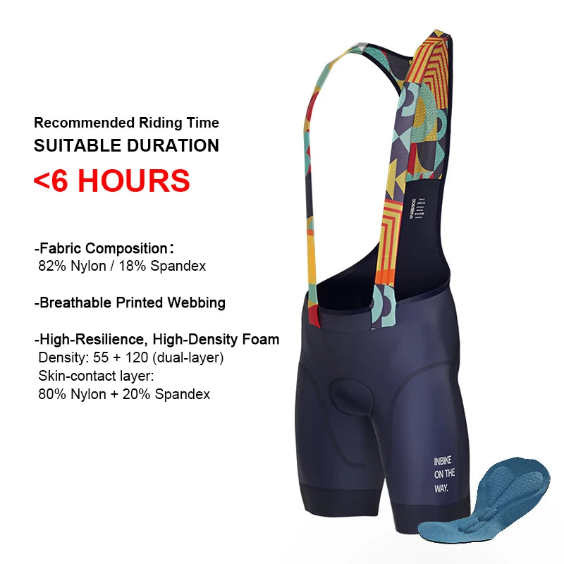 INBIKE Men's Cycling Bib Shorts – Professional Padded MTB & Road Bike Riding Shorts for Mountain Cycling