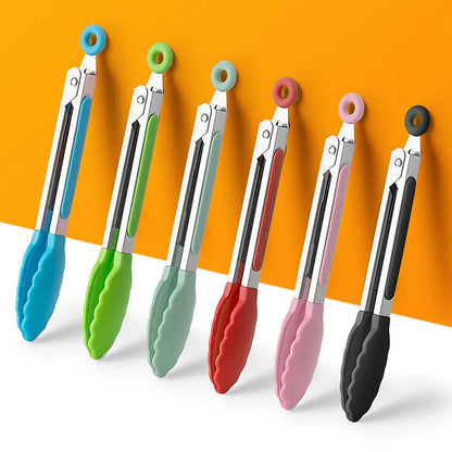 Silicone BBQ Grilling Tongs – Non-Stick Stainless Steel Kitchen Cooking, Salad & Serving Tongs