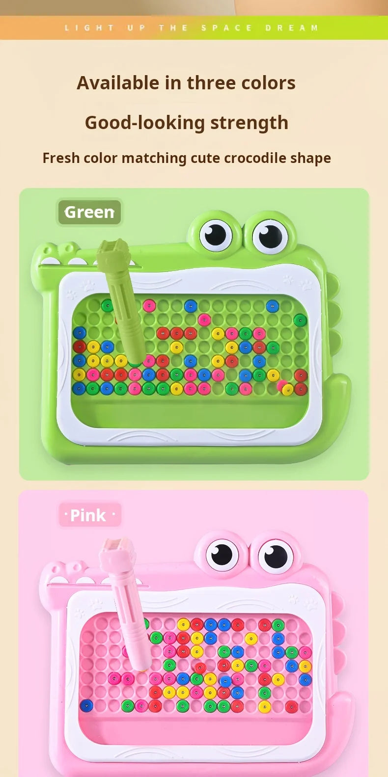 Pizarra magnética de cuentas para niños – Juguete educativo Montessori para garabatear con bolígrafo de rompecabezas, juego creativo de dibujo y aprendizaje para niños de 3 a 8 años, regalo STEM interactivo