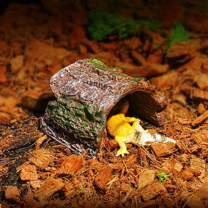 Resin Bark Reptile Hideout – Natural-Look Lizard Cave & Breeding Shelter for Frogs, Geckos, Spiders & Small Reptiles, Terrarium Landscaping Decor