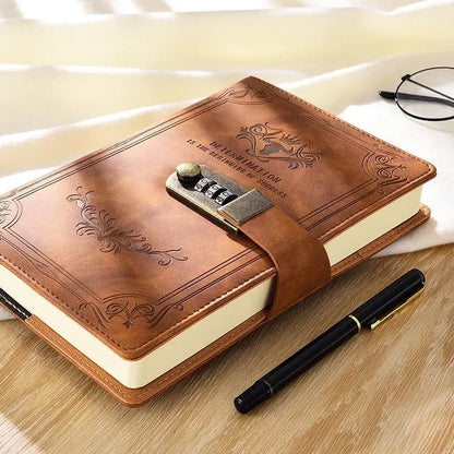 A5 Retro Password Lock Diary – 200-Page Journal Notebook with Secure Lock