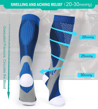 Compression Socks 20–30mmHg Knee High Support Stockings for Men & Women – Running, Cycling & Varicose Vein Relief (EU 36–50)