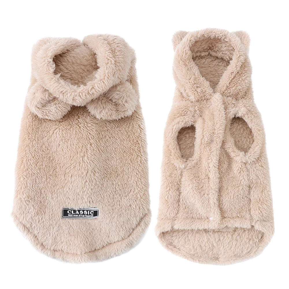 Winter Pet Hoodie Coat – Warm Fleece Jacket for Cats & Small to Medium Dogs, Cozy Puppy & Kitten Sweater Clothes for Sphynx Cats