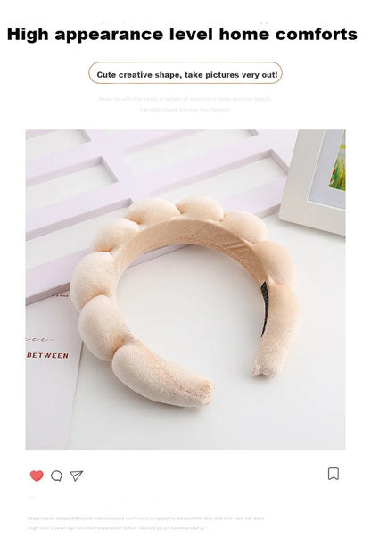 Diadema Retro Acolchada de Terciopelo – Diadema de Esponja Acolchada para Mujeres y Niñas | Accesorio de Moda para Maquillaje y Peinado