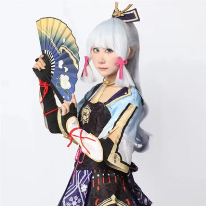 Kamisato Ayaka Cosplay Costume – Genshin Impact Dress with Wig (Women’s Full Fan Set)