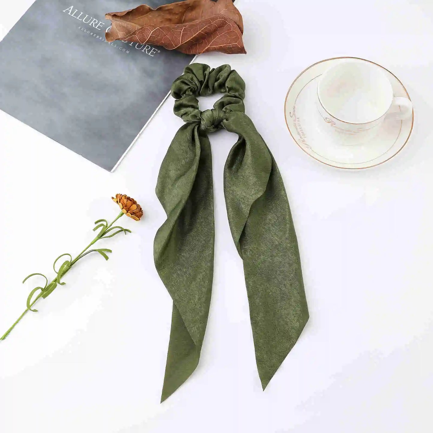 Korean Dots Scrunchie Hair Tie – Long Scarf Ponytail Elastic Hair Band for Women | Sweet Fashion Hair Accessories
