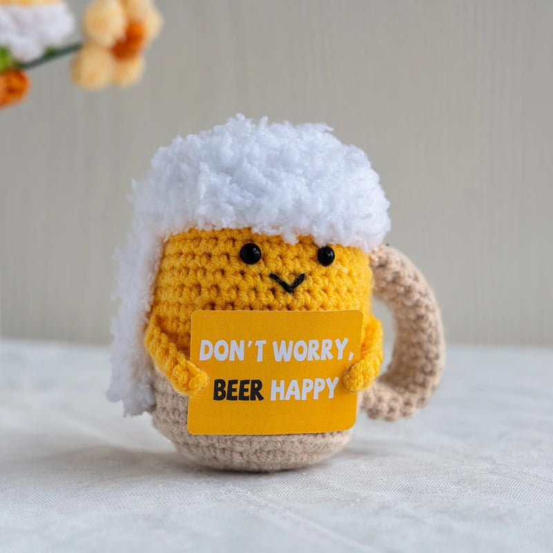 Poupée Pomme de Terre Énergétique Positive au Crochet – Figurine Mignonne en Tricot à Serrer, Artisanat Animalier Kawaii Fait Main au Crochet & Cadeau de Noël
