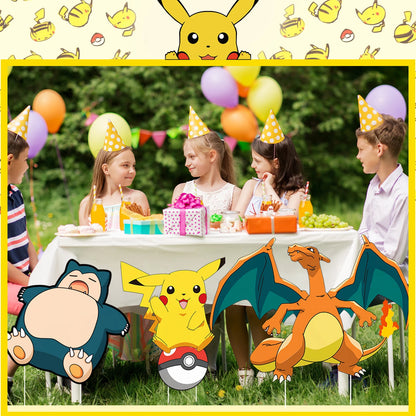 Pokémon Yard Signs Set – 8PCS Party Outdoor Decorations with Stakes (Birthday & Event Decor)