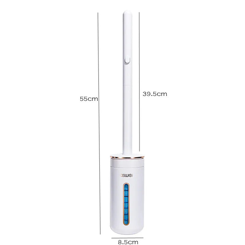 Wall Mounted Disposable Toilet Brush – Replaceable Toilet Cleaning Brush Set, Hygienic WC Scrubber Tool with Bathroom Storage Holder, Modern Bathroom Cleaning Accessory