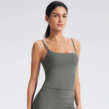 NCLAGEN Top Deportivo de Tirantes para Mujer con Sujetador Incorporado – Chaleco de Yoga con Cuello Cuadrado para Gimnasio, Correr, Fitness y Ropa Deportiva