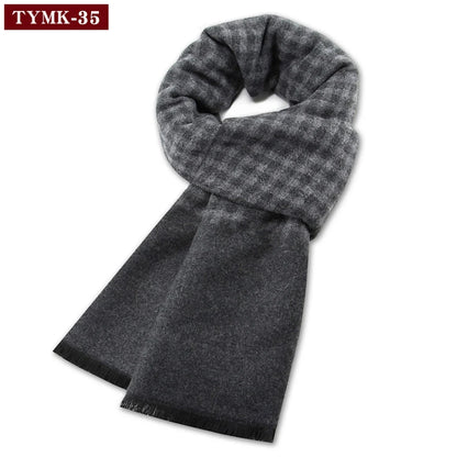 Écharpe d'hiver en imitation cachemire pour homme, douce à carreaux, chaude en mélange de laine, longue, châle, cache-col