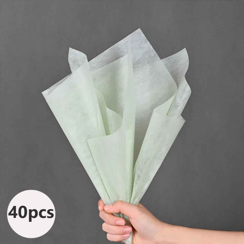 40PCS Non-Woven Flower Wrapping Paper for Bouquets, Floral Arrangements, Gifts & Florist Supplies