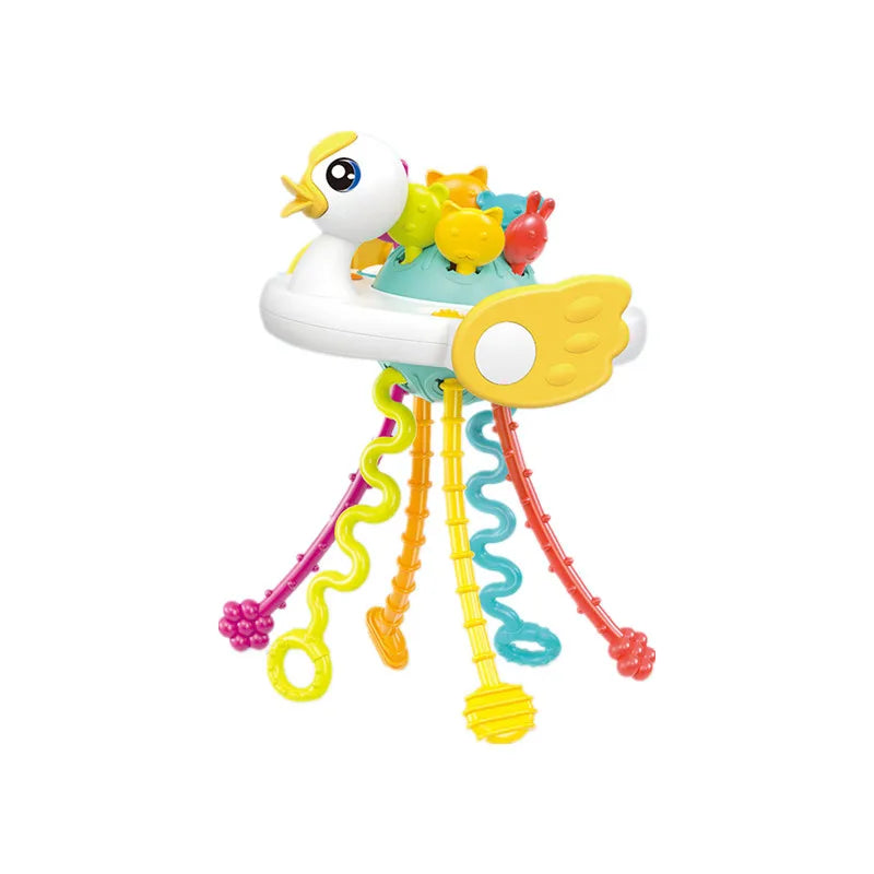 Juguete Sensorial de Silicona Montessori con Cuerda para Bebés – Mordedor Sonajero para Bebés de 6 a 12 Meses