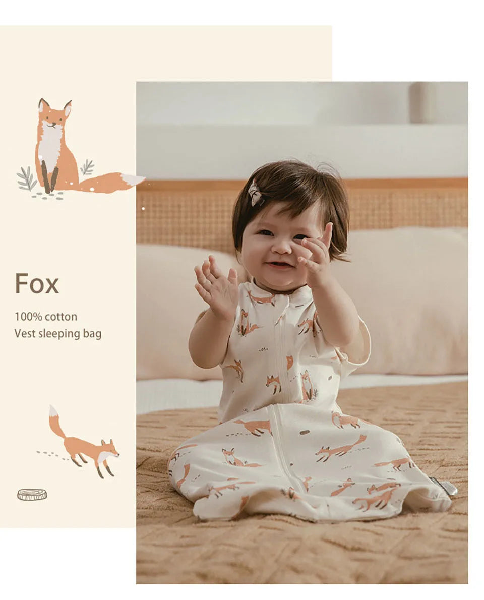 Gigoteuse Bébé 100 % Coton – Doux Sac de Couchage sans Manches pour Nouveau-né avec Fermeture Éclair Bidirectionnelle pour l'Été et les Changements de Couches Faciles