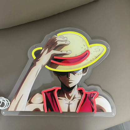 One Piece Luffy Neon Sign – USB Powered Anime LED Wall Light for Game Room, Bedroom & Man Cave Decor