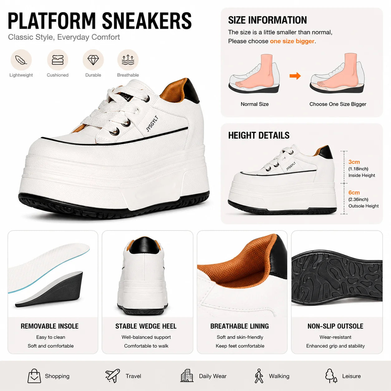 Zapatillas deportivas de mujer con cuña oculta, plataforma de 9 cm, calzado grueso cómodo e informal para caminar