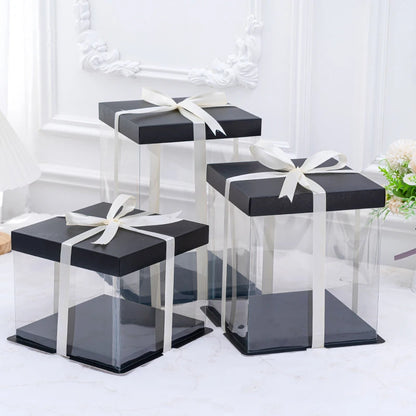 Boîte Cadeau Transparente pour Gâteaux, pour Boulangeries, Desserts, Mariages, Anniversaires et Emballages de Fête