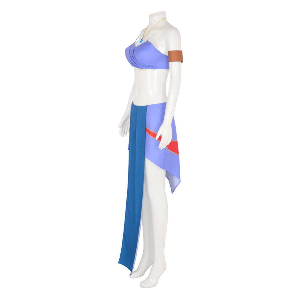 Halloween Princess Kida (Atlantis) Cosplay Costume – Adult Women Blue Dress Set (Carnival/Party Fancy Dress Outfit)