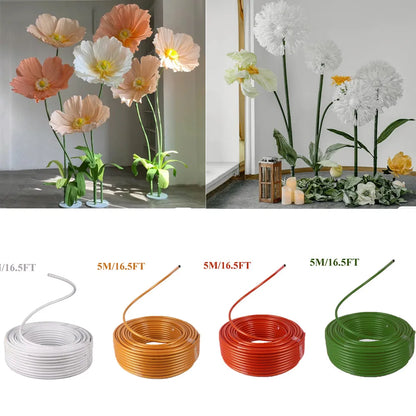 5M Bendable Floral Stem Tube – PVC Aluminum Flexible Rod for DIY Flowers, Wedding & Party Decorations