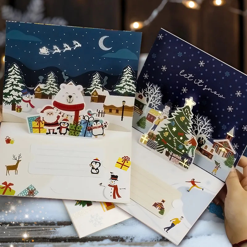 3D Santa Christmas Greeting Card – Folding Merry Christmas Best Wishes Card, Xmas Gift, New Year Blessing & Thank You Postcard