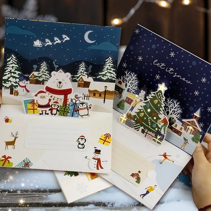 3D Santa Christmas Greeting Card – Folding Merry Christmas Best Wishes Card, Xmas Gift, New Year Blessing & Thank You Postcard
