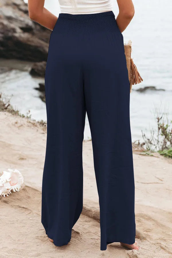 Pantalon ample décontracté pour femme, taille mi-haute avec cordon de serrage, style européen et américain, idéal pour la plage au printemps et en été