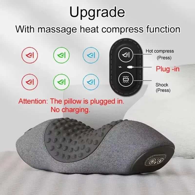 Almohada masajeadora para cuello – Almohada con calefacción y vibración para soporte cervical, cojín de masaje relajante para confort del cuello, apoyo para dormir y dispositivo de terapia en casa para aliviar el estrés
