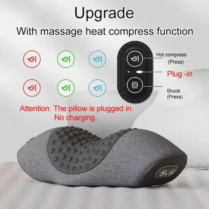 Almohada masajeadora para cuello – Almohada con calefacción y vibración para soporte cervical, cojín de masaje relajante para confort del cuello, apoyo para dormir y dispositivo de terapia en casa para aliviar el estrés