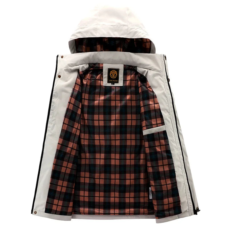 Men’s Casual Hooded Parka Jacket – Solid Color Outdoor Coat, Stylish Autumn & Winter Outerwear
