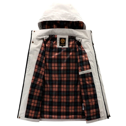 Men’s Casual Hooded Parka Jacket – Solid Color Outdoor Coat, Stylish Autumn & Winter Outerwear